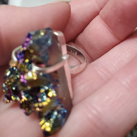 New Titanium Druzy 925 Silver Ring. - Picture 8 of 8